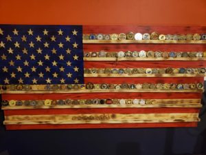 Wooden US Flag Coin Rack