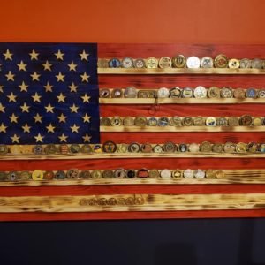 Wooden US Flag Coin Rack
